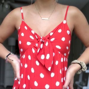 Red & white polka dot dress